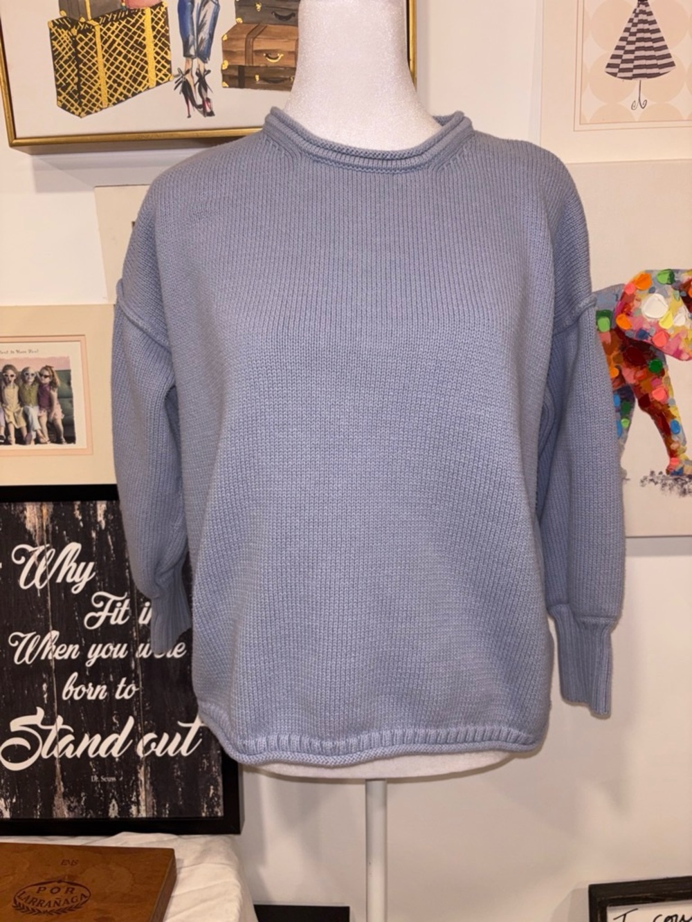 Madewell Dusty Blue Crewneck Knit Sweater